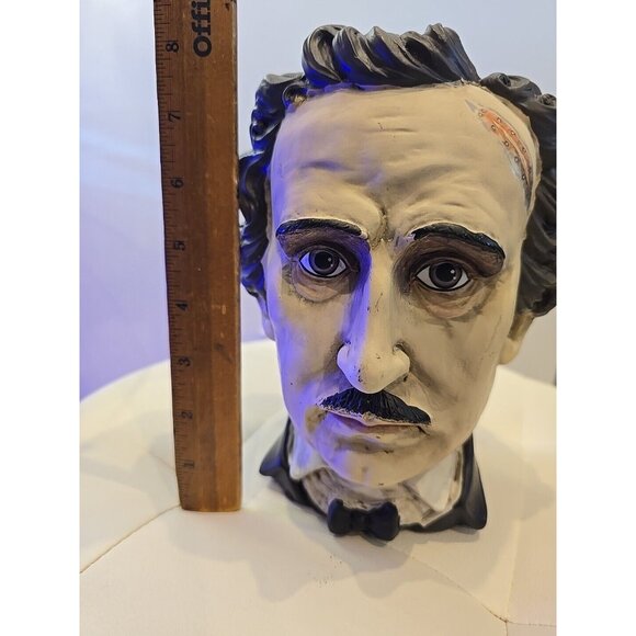 Edgar Allan Poe Poetic Head Bust Statue Nevermore Gothic Plant Holder Home Decor - Picture 9 of 10